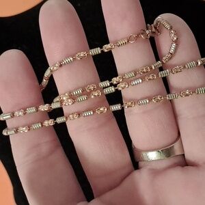 Bar Chain Italian 14kt Rose Gold Over 925 Sterling Silver Necklace.